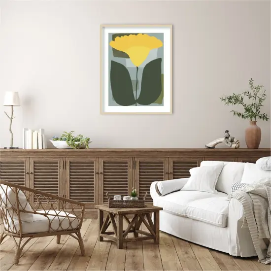 Big yellow bloom by Little Dean Wood Framed Wall Art Print {5}