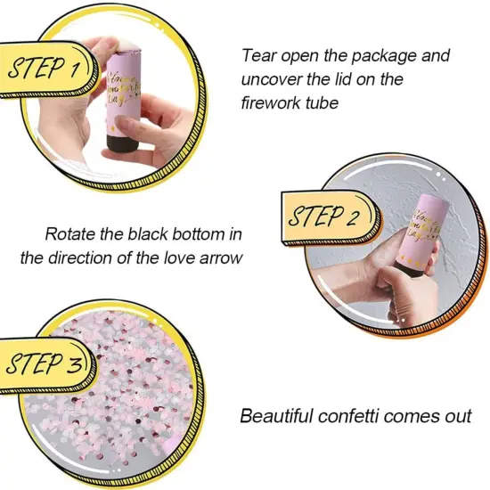 Pink Confetti Party Confetti Cannon, 6 Pack Mini Party Poppers Pink Confetti Cannon Shooters Biodegradable Confetti for Wedding Kids Birthday Party Supplies {3}