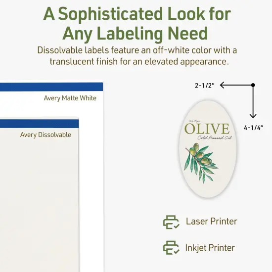 Avery Dissolvable Labels, 4.25" x 2.5" Oval {10}