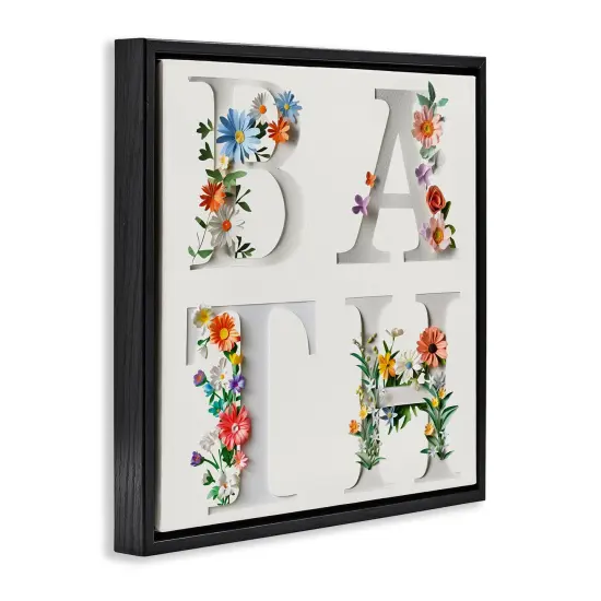 Stupell Industries Floral Bath Typography Floating Frame Design by Susan Arnot {3}