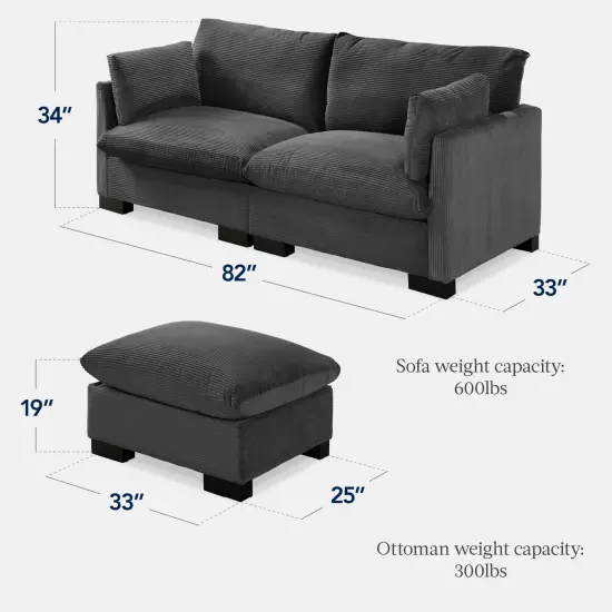 Best Choice Products 82in Modular Sectional Pillowtop Sofa w/ Ottoman & Storage Gray {2}