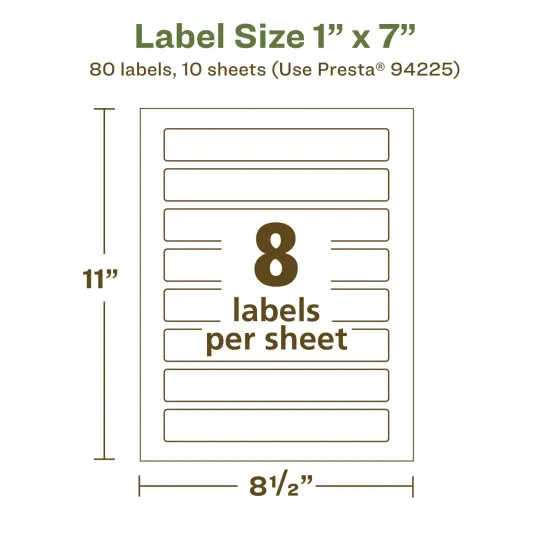 Avery Recycled Matte White Labels,1" x 7" Rectangle {5}