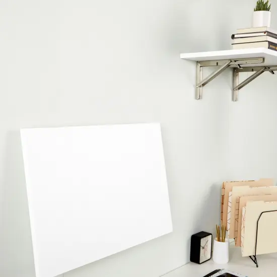 2 Pack Folding Shelf L Brackets, 14 x 6.5 Inches Collapsible Hardware with Locking Hinge for Home, Garage Shelves, Holds 140lbs Silver {4}