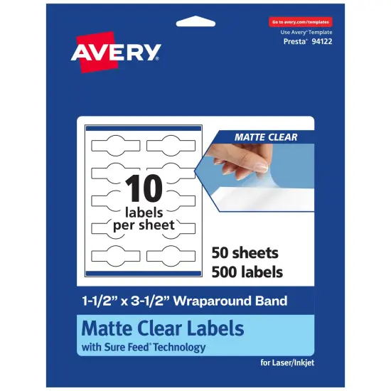 Avery Matte Clear Labels,1-1/2" x 3-1/2" Wraparound {1}
