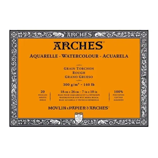 Arches Artist Watercolor Blocks, 140 lb Rough 7x10" (20 Sheets) {1}