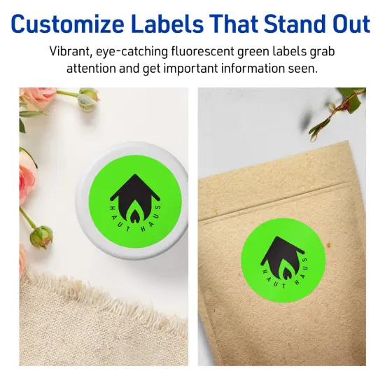 Avery Neon Green Paper Labels, 2.5" Diameter Round {3}
