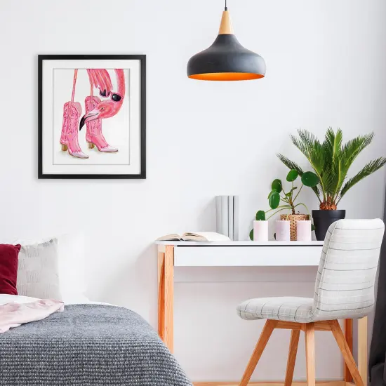 Stupell Industries Glam Cowgirl Flamingo Framed Print Under Glass, design by Ziwei Li {2}