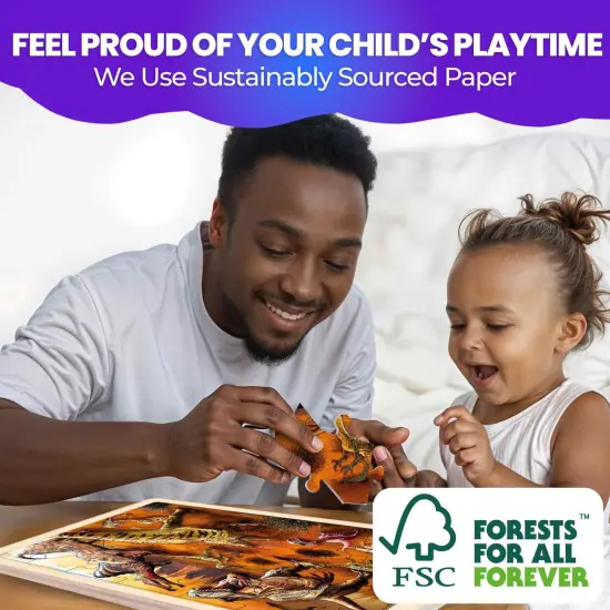 4 Set 36 Pcs Wooden Puzzles for Kids | Dinosaur World {5}