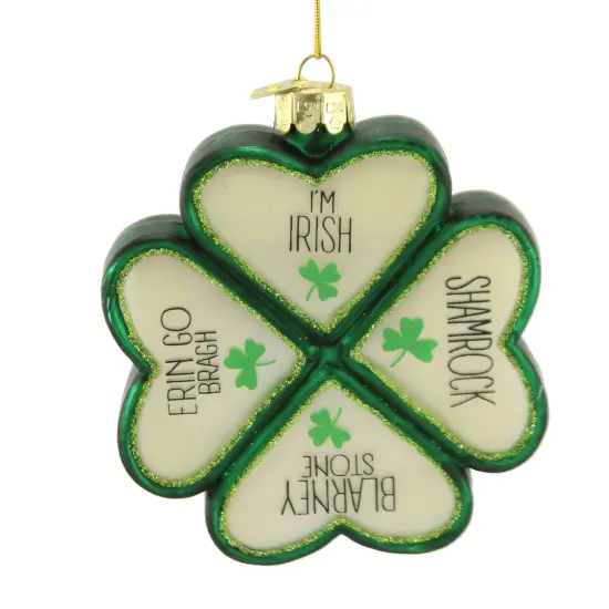 Noble Gems 3.75 In Shamrock With Saying Tree Ornament , LuckyIrish Green {1}
