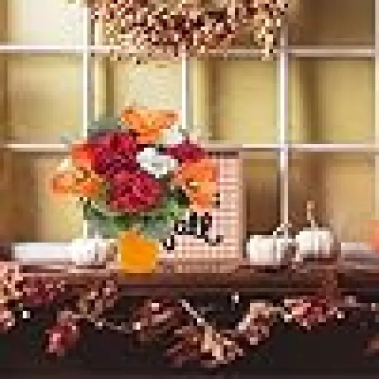 Orange Silk Flowers in Vase Centerpieces {6}