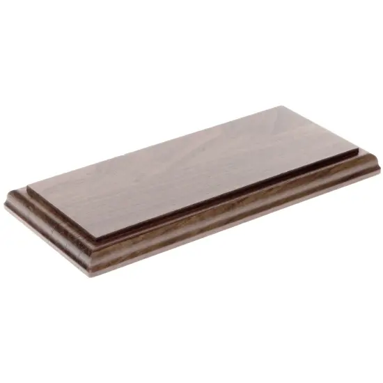 Plymor Solid Walnut Rectangular Wood Display Base with Ogee Edge, 10.75" W x 6.125" D x 0.75" H {1}