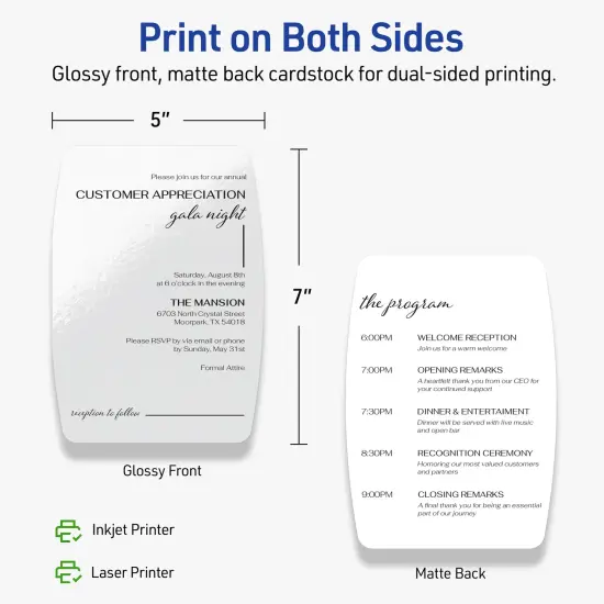 Avery Printable Arched Rectangle Flat Cards, Sure Feed Technology, 5" x 7", Glossy White Cardstock, Laser/Inkjet Printable, 20 Total, Great for Product Branding, Marketing, and More {6}