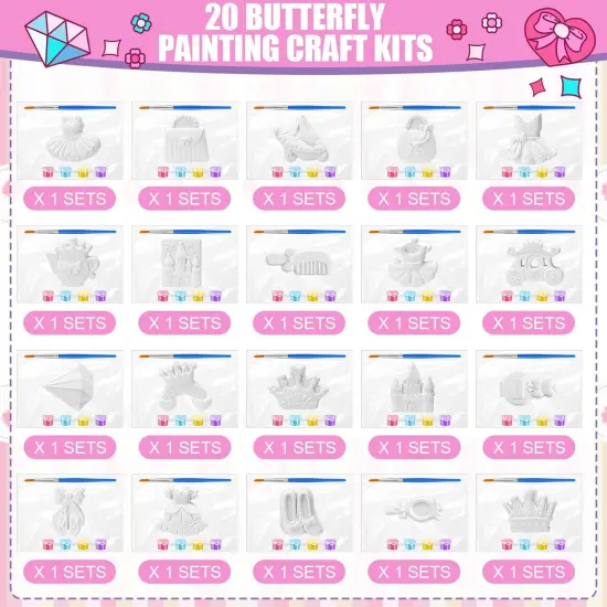 20 Set Princess DIY Painting Kit Ceramic to Paint Your Own Princess Rainbow Castle Statues Unpainted Plaster Figurines Brushes Acrylic Paints Bags Party Favor for Adults {3}