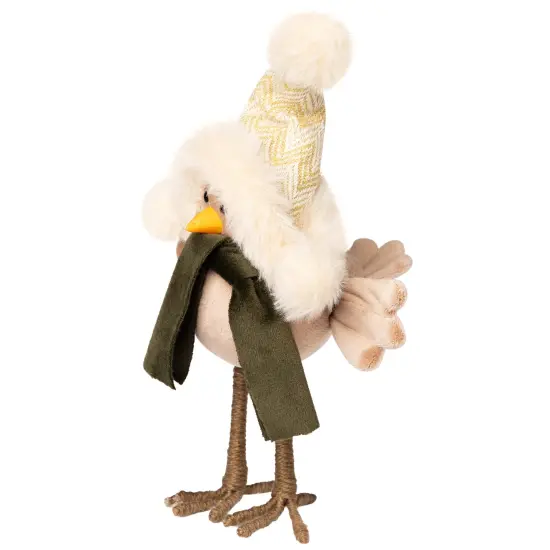 Northlight Standing Bird in Winter Apparel Christmas Figure - 9" - Beige and Green {6}