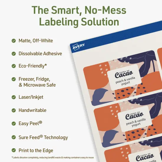 Avery Dissolvable Labels, 2" x 3.75" Rectangle {8}