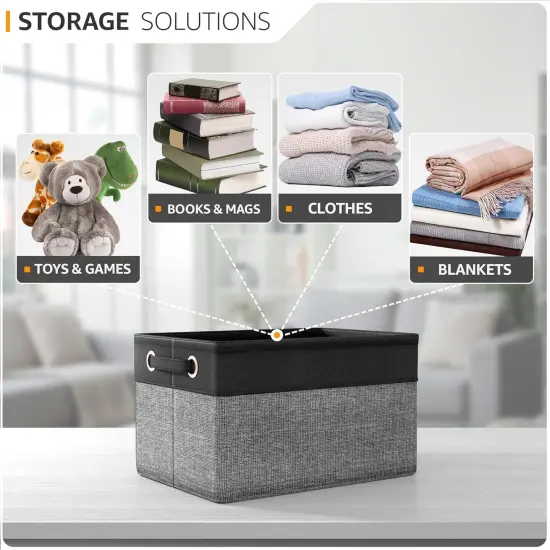 Fabric Storage Cubes 15 Inch- Big Sturdy Collapsible Canvas Storage Bins with Dual Handles {5}