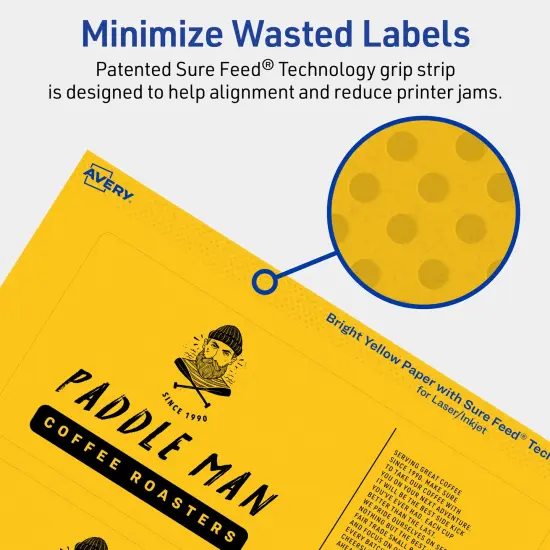 Avery Bright Yellow Paper Labels, 3" x 7" Rectangle {4}