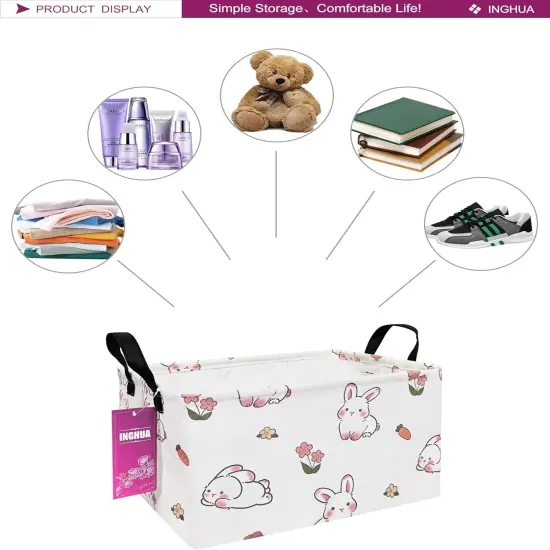 Rectangular Storage Basket Fabric Organizer Bin {3}