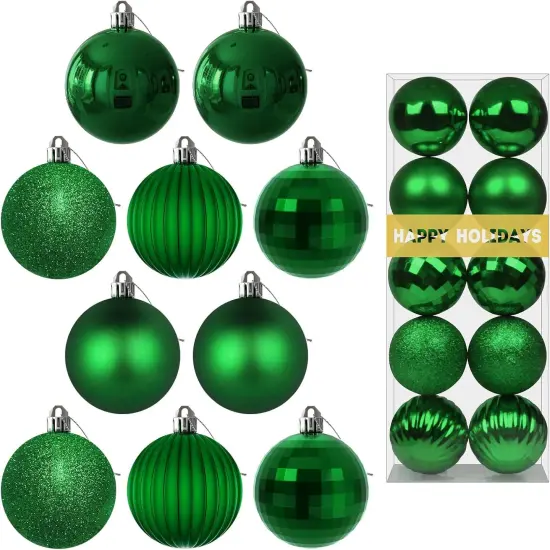 Emerald Green 3.2" Large Christmas Balls - Christmas Tree Decoration Ornaments Shatterproof Hanging Balls for Birthday Halloween Holiday Wedding Decorations Set of 10pcs {1}