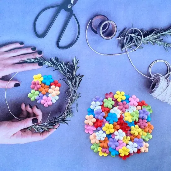 200 Pcs Handmade Mulberry Paper Stephania Venosa Flowers Petals 15x15 mm Scrapbooking Wedding DIY Craft Supplies Card Artificial Flowers {4}