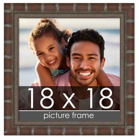 18x18 Modern Bamboo Picture Frame with UV-Resistant Acrylic & Acid Free Backing, Available in5 Finishes - Gold, Silver, Brown, Black, and Natural {1}