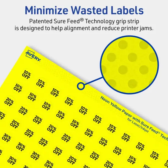 Avery Neon Yellow Paper Labels, 0.5" Diameter Round {4}