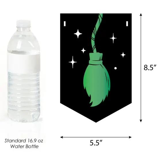 Big Dot of Happiness Witch Birthday Banner, Green Witch and Good Pink Party Decorations, Happy Birthday Bunting Banner {4}