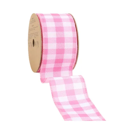 2 1/2" Wired Ribbon | White/Spring Gingham | 10 Yard Roll | 4 Color Options Green {4}