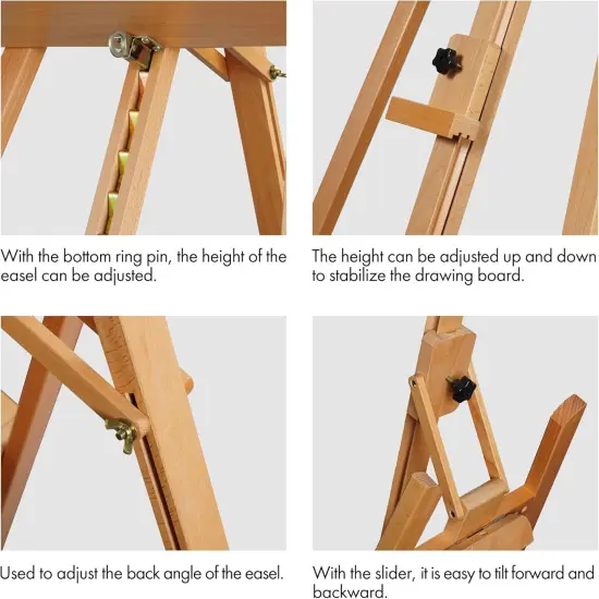 ARTIFY Large A-Frame Adjustable Painters Easel, Solid Beechwood Easel, Studio Easel with Brush Holder for Adults {6}