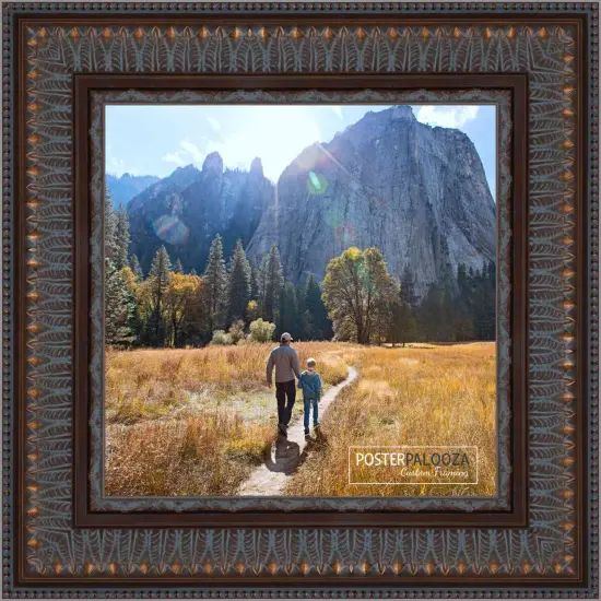 Panoramic 3.5" Wide Ornate Brown Frame - UV Acrylic, Foam Board Backing, Hanging Hardware {3}