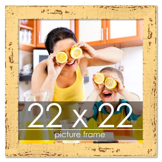 Square Shabby Chic Yellow Picture Frame - UV Acrylic, Foam Board Backing, Hanging Hardware {1}