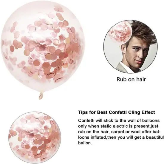 Rose Gold Confetti Latex Balloons, 50pcs 12 Inch Party Balloons {3}