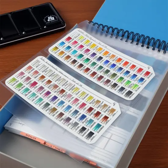 New York Central Watercolor Palette - 48 Empty Half Pan Boxes and Palette with 5 Watercolor Swatch Cards and 2 Swatch Card Sleeves {7}