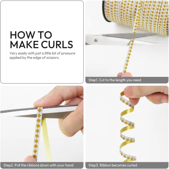 Square Pattern Glitter Curling Ribbon, 1/5" Wide x 500 Yards Christmas Curling Ribbons for Gift Wrapping, Party Decoration, Balloon String, Crafting, Balloon Ribbons for Florist Flower (1 Roll) {3}