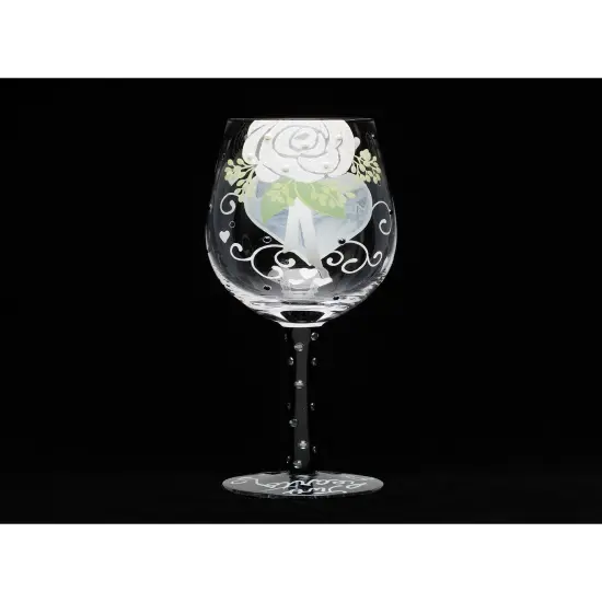 Lolita Two Hearts One Love Groom Hand Painted Wine Glass 9in H {3}