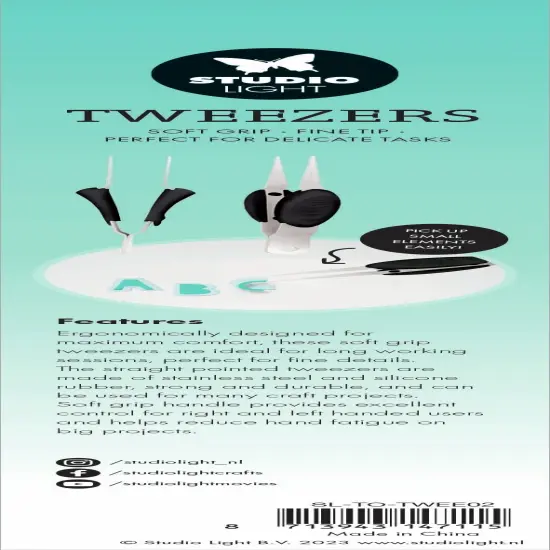 Studio Light Soft Grip Tweezer-Nr. 02, Fine Tip {3}