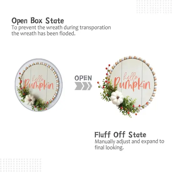 Hello Pumpkin Fall Wreath - 12 inches (Green Leaves) {4}