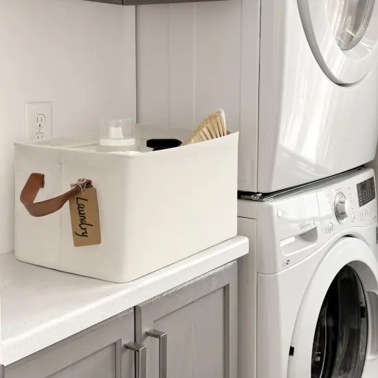 CHICVITA Large Storage Bins Storage Baskets for Organizing, Closet Organizers and Storage, Small Laundry Basket, Closet Storage Bins for Shelves, 16 &frac34;" L x 11" W x 9 &frac34;" H, Beige, 2-Pack {2}