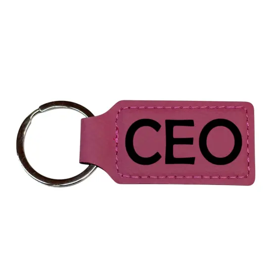 Keychain - Rectangle - CEO - Leather Rustic/Gold {2}