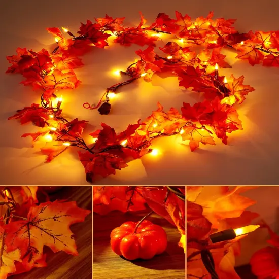 11FT Fall Garland with Lights {1}
