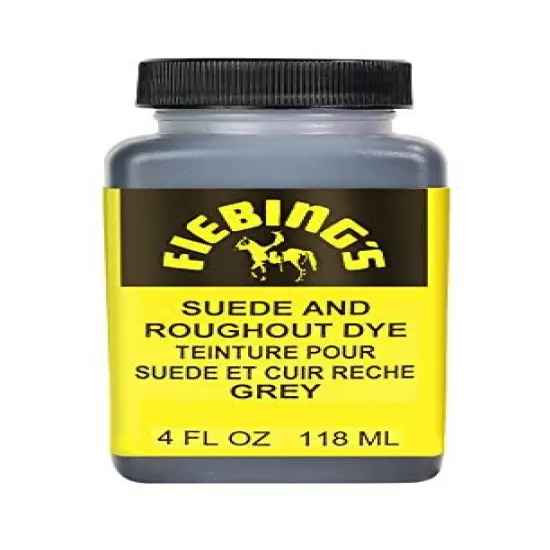 Fiebing's Black Suede Dye (4 oz) - Recolor, Brighten & Restore Suede & Roughout Leather Shoes, Furniture, Purse - Includes Wool Dauber for Easy Application - Flexible When Dry, Won't Crack or Peel British Tan {7}