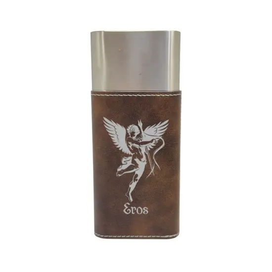 Cigar Case with Cutter - Eros God of Love - Leather Rustic/Silver {1}