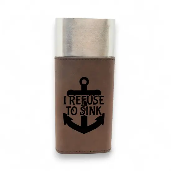 Cigar Case with Cutter - I refuse to sink - Leather Black/Silver {2}