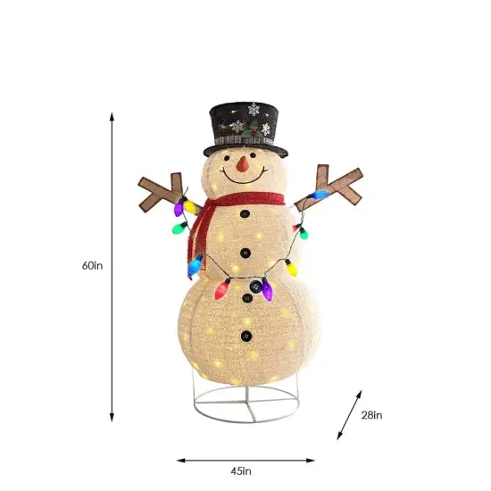 Christmas LED Snowman Decoration 200 Lights Weatherproof Durable 45 x 28 x 60 in {4}