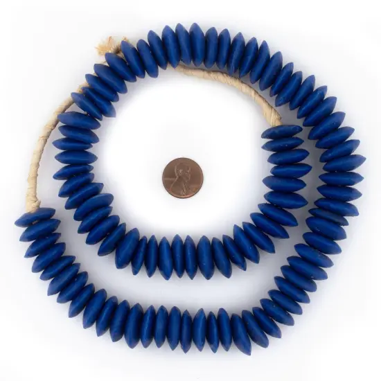 The Bead Chest Blue Ashanti Glass Saucer Beads (20mm) {2}