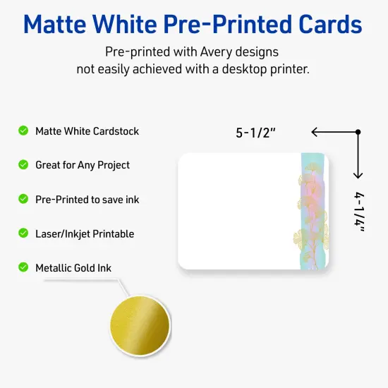 Avery Printable Rounded Corner Postcards with Sure Feed Technology, Pre-Printed Floral Design, Matte White, 4.25" x 5.5", Laser & Inkjet Compatible, 20 Total {2}