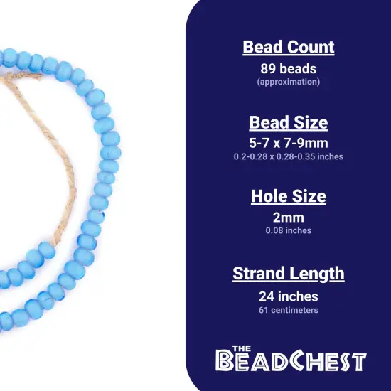 The Bead Chest White Heart Beads - Full Strand of Glass African Trade Beads (8mm, Turquoise) {4}