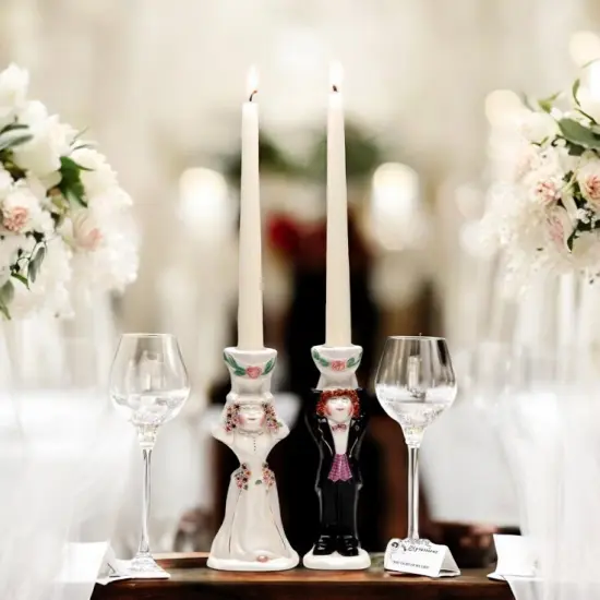 Ceramic Wedding Taper Candle Holders: "You Light Up My Life", Wedding Decor, Judaica Decor, CANDLE NOT INCLUDED {1}