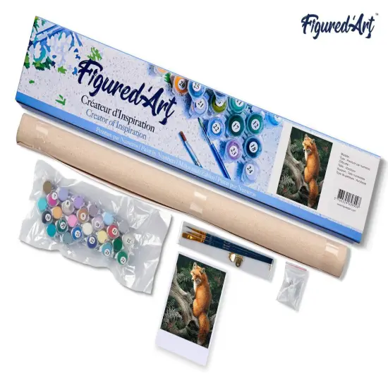 Figured'Art Paint by Numbers for Adults Fox in the Woods 16"x20" - Craft Art Painting DIY Kit Rolled Canvas without frame {5}