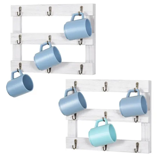 2pcs Three-Tier Wall-Mounted Cup Holder Ornament Organizer White {1}